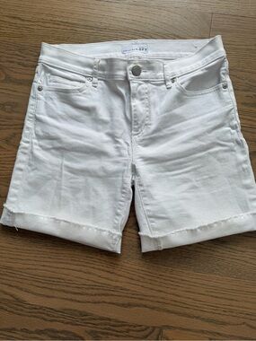 LOFT White Denim Cuffed Jean Shorts